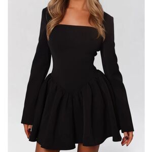 Heiress Longsleeve Contour A-Line Mini Dress XXS - Black